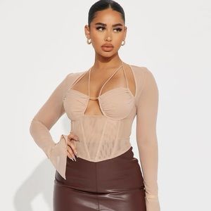 FASHION NOVA Melanie Mesh Corset Top